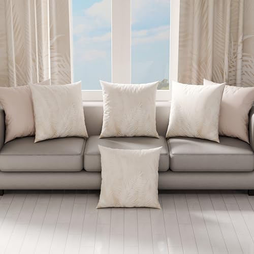 PETTI Artigiani Italiani - Pair of Pillow Cases 65 x 65 cm in Microfibre, Pillows for Bedroom Furniture, Sofa, Living Room, Set of 2 Cushion Covers, Cushion Cover Taupe Leaf, 100% Made in Italy
