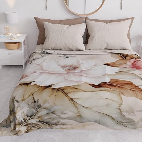 PETTI Artigiani Italiani - Spring Summer Single Bedspread Lightweight Single Bed Sheet Bedspread Vintage Flower 100% Made in Italy