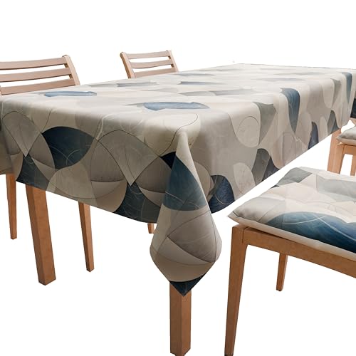PETTI Artigiani Italiani - Table Cloth, Anti-Stain Microfibre Tablecloth with Circle Design Jeans X14 Seater (140 x 300 cm) 100% Made in Italy