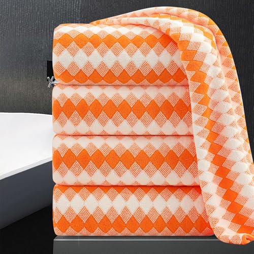 "MAGGEA 4 Piece Extra Large Bath Towel Set Oversized Bath Sheet 35""x70"" Bathroom Towel Set Soft Highly Absorbent & Quick Dry Premium Bath Towel for Bathroom 600GSM Shower Towel Spa Gym Hotel,Orange"