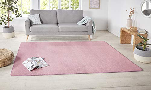 Hanse Home Nasty Runner - Fluffy Short Pile Rug Plain Colours for Dining Room, Living Room, Children's Room, Hallway, Bedroom, Kitchen - Plain Light Pink, 80 x 150 cm