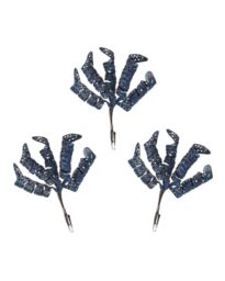 Set of 3 Navy Glitter Spiral Christmas Tree Picks, 18cm Sprays - 3 navy glitter spiral picks, 18cm Christmas tree sprays for wreaths, garlands, floral arrangements and festive displays