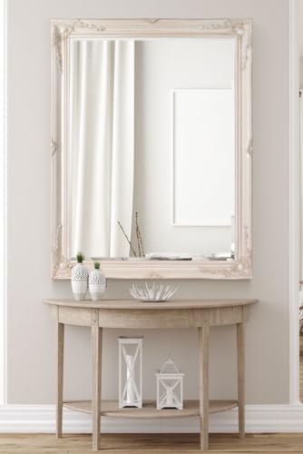 MirrorOutlet Large Classic Ornate Styled Mirror 4ft7 x 3ftt7 (140cm x 109cm), Ivory