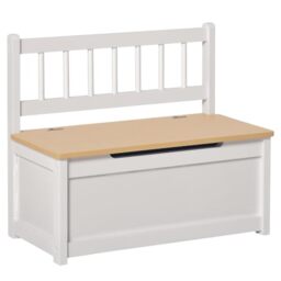 HOMCOM 2 In 1 Wooden Toy Box Kids Seat Bench Organiser 60 x 30 x 50cm White