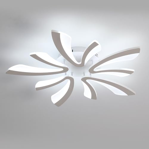 Osairous Modern LED Ceiling Lights, 50W Creative 5-V Shape LED Ceiling Lamp, Cool White 6000K Ceiling Chandelier，Acrylic Modern Home Lighting for Bedroom, Living Room, Kitchen, Diameter 26.77in