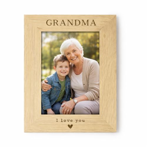 Grandma I Love You Photo Frame 4x6, Engraved Wooden Picture Frame for Grandma, Mothers Day Gift from Grandchildren, Granny Nanny Nana Birthday Gift, Grandparent Keepsake Frame (Landscape)