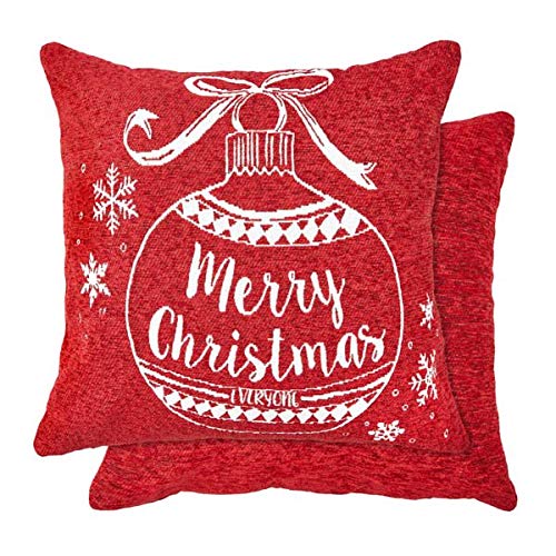 Emma Barclay Chenille Christmas - Cushion Cover 'Merry Christmas' - 17x17 (43x43cm)