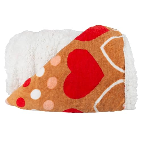 "Trademark Poker Lavish Home Fleece Sherpa Throw Blanket-Hearts-Red, 50"" x 60"""