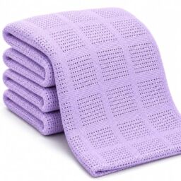 Family Bedding® -100 Percent Pure Cotton - Extra Soft & Cozy Cellular Blanket & Throws -Double Bed-230x230cm. (Purple)