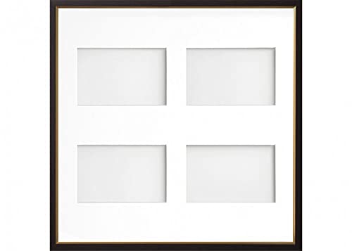 Frame Company Drayton Multi Aperture Photo Frame, Black with Gold Inset, 40x40cm for 6x4 inch (x4)