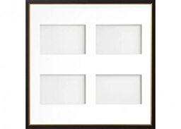 Frame Company Drayton Multi Aperture Photo Frame, Black with Gold Inset, 40x40cm for 6x4 inch (x4)