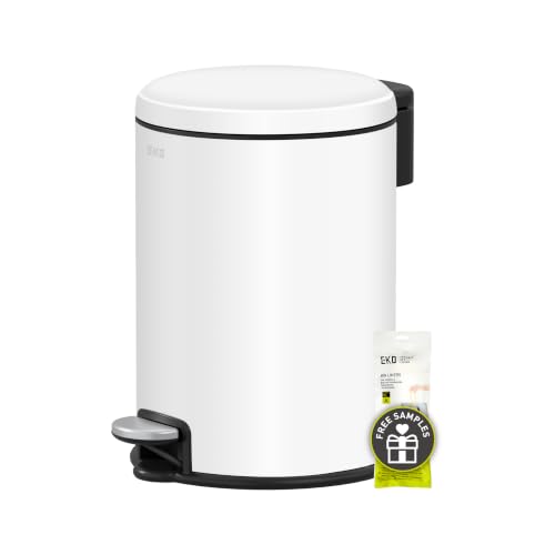 EKO Bathroom Pedal Bin with Lid, Soft Close, White, 3L