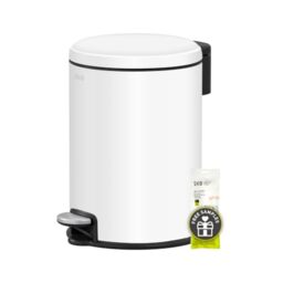 EKO Bathroom Pedal Bin with Lid, Soft Close, White, 3L