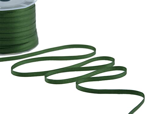 FLORMARC Furlanis - Double Satin Ribbon, Decoration, Gift, Christmas Packing, Wedding, Party, Made in Italy - English Green, 6 mm x 100 m