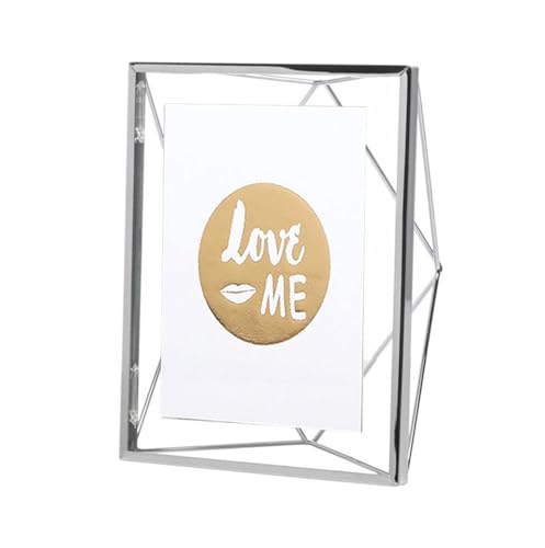 Inov8 Framing Tarnish Resistant Silver Designer Geometric Back Floating Picture Frame - Thin Edge Design for 7x9 inch (17x23cm) Photo