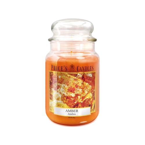 Price's Candles Large Jar Candle Amber Scented Candle Long Lasting Fragrance Candle in Glass Jar for Home Décor Relaxation and Everyday Use Up to 150 Hours Burn Time