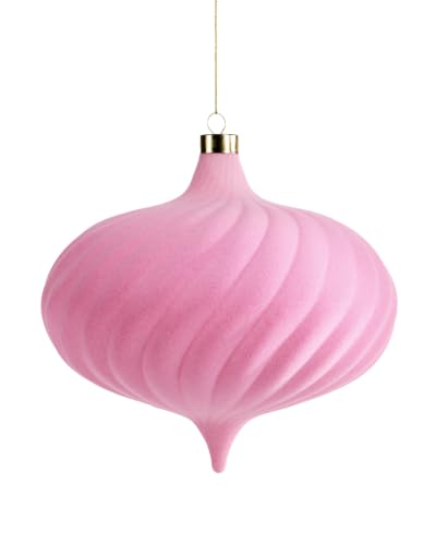 Pink Spiral Velvet Christmas Bauble 20 cm, Extra Large Tree Ornament