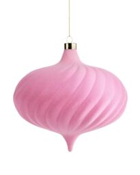 Pink Spiral Velvet Christmas Bauble 20 cm, Extra Large Tree Ornament