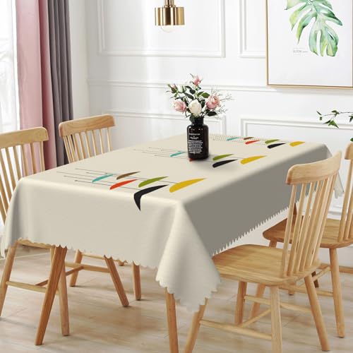TTQYFNM 60x108inches Mid Century Tablecloth Modern Geometric Abstract Art Rectangle Table Cloth Waterproof and Stain Resistant Fabric Table Cover for Kitchen Dining Room Cafe Patio Indoor Outdoor Use