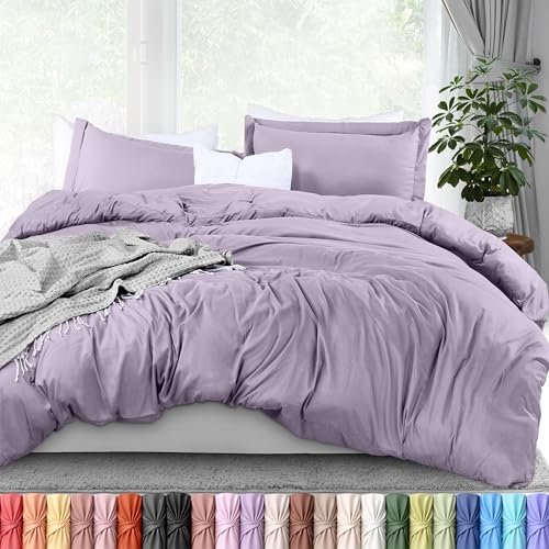 Utopia Bedding Duvet Cover Queen Size - 1 Duvet Cover with 2 Pillow Shams - 3 Pieces Bedding Duvet Cover with Zipper Closure - Soft Brushed Microfiber, 90 X 90 Inches (Queen, Lavender)