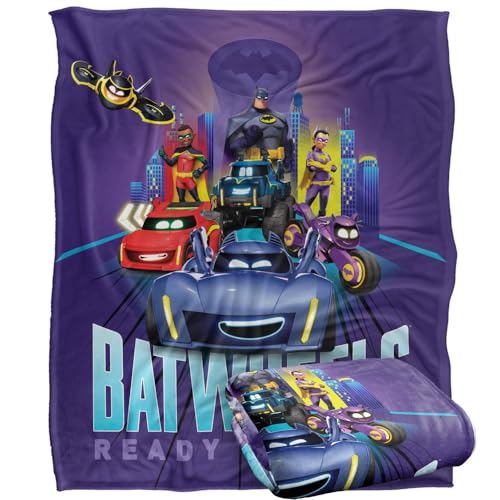 BATMAN Batwheels Blanket, 152 x 127 cm Bam Coming at You Silky Touch Super Soft Throw Blanket