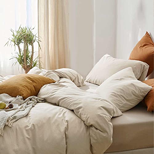ETDIFFE AONELAS Beige Comforter Set Queen Size, 3 Piece Aesthetic Modern Bedding Set - Soft & Lightweight All Season Microfiber Down Alternative Bed Comforter with 2 Pillow Shams for Women Men