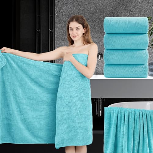 Jessy Home 4 Piece Bath Towel Oversized Bath Sheet 35''x70'' Bathroom Extra Large Bath Set Highly Absorbent Quick Dry Premium for Spa Gym Hotel 600GSM Shower Daily Use, Aqua Teal
