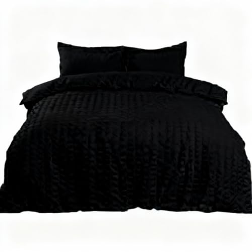 Sonive VC-C5 Seersucker Duvet Cover Set black 135×200 cm
