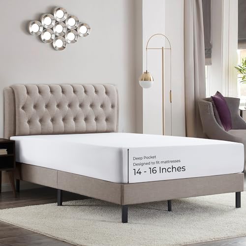 Empyrean King Fitted Sheet - Deep Pocket, Fits 14-16 Inch Mattress, Ultra Soft Microfiber, Fade & Wrinkle Resistant, Shrinkproof, Durable Hotel-Quality Sheet, White