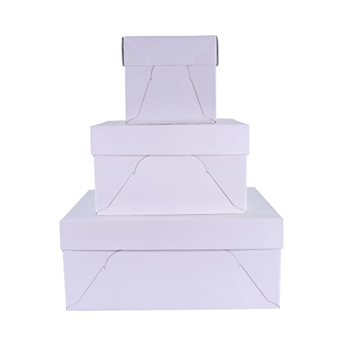 PME Baking Essentials - Square Cake Box 15 cm / 6-inch, Set of 3, White