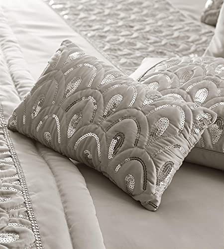 Portfolio RITZ Diamante Sequins Duvet Cover Bedding Range silver 1 x Petite Cushion