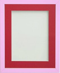 Frame Company Jellybean Range Pink Wooden 14x11 inch Picture Photo Frame with Red Mount for Image 10x7 inch * Choice of Colours & Sizes* Fitted with Perspex