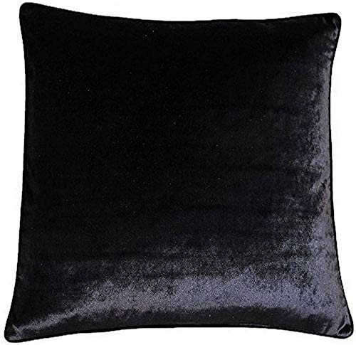 "Riva Paoletti Luxe Velvet Feather Filled Cushion - Black - Soft Velvet Feel Fabric - Reversible - Hidden Zip Closure - Machine Washable - 100% Polyester Case - 55 x 55cm (22"" x 22"" inches)"