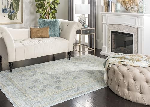 Safavieh Craft Art-Inspired Indoor Woven Rectangle Area Rug, Valencia Collection, VAL113, in Light Blue / Turquoise, 122 X 183 cm for Living Room, Bedroom or Any Indoor Space