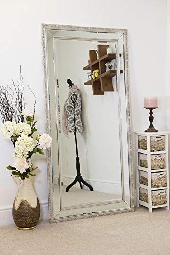 MirrorOutlet Large Ornate Decorative Bevelled Glass Wall Mirror 170cm x 84cm, Wood,Grey,GL347