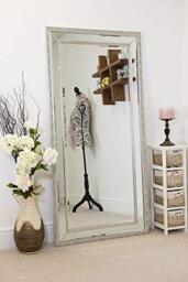 MirrorOutlet Large Ornate Decorative Bevelled Glass Wall Mirror 170cm x 84cm, Wood,Grey,GL347