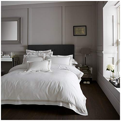 Gaveno Cavailia Hotel Collection Single Duvet Set Devore White/Latte, Luxury Elegant Bedding, 2 Piece Cotton Blend Bedlinen, Easy Care DuvetCover Bedset, 1 Quilt Cover and 1 Pillow Case