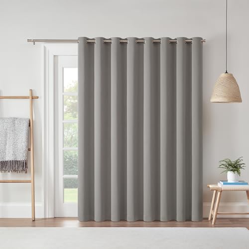 "Eclipse Darrell Thermaweave Blackout Grommet Extra Wide 84"" x 100"" Sliding Patio Door Curtain Panel in Grey"