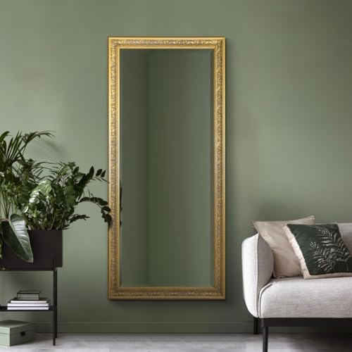 "MirrorOutlet - The Antic - Gold Framed Bevelled Mirror 63"" X 29"" (160 X 73cm) Premium Silver Mirror Glass"
