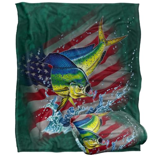 Jq Licensing Dorado Fishing American Flag Silky Touch Super Soft Throw Blanket 152 X 127 Cm
