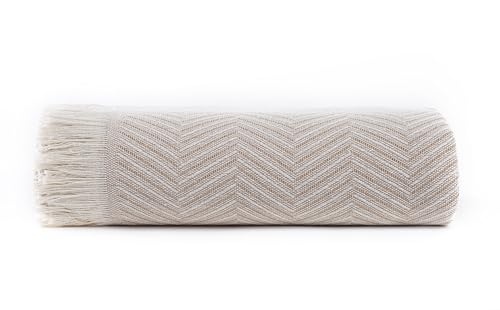 Todocama - Multipurpose Sofa Quilt, Foulard Blanket, Plaid for Bed, Sofa Cover, Jarapas, Made in Spain, Herringbone. (180 x 260 cm, Sand Beige).