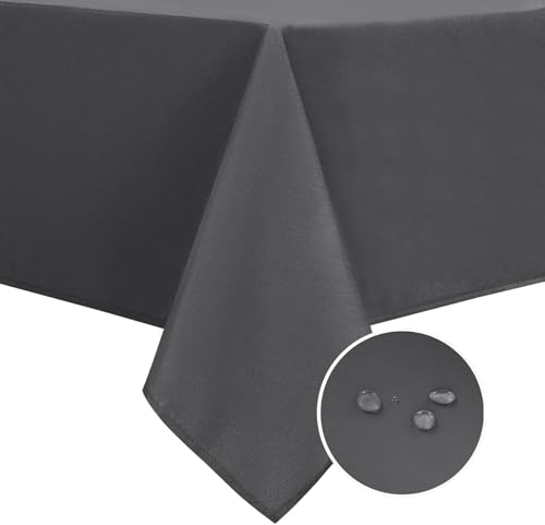 DWCN Square Tablecloth - 40 x 40 Inch - Waterproof Stain and Wrinkle Resistant Washable Table Cloth, Decorative Fabric Table Cover for Kitchen Dining Room Party and Outdoor Use, Grey