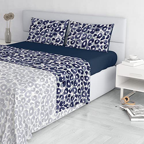 Fashion Bed Sheet Set, Made in Italy, Soft Microfibre Bed Set, Fitted Sheet, Top Sheet 240 x 270 cm and Pillowcase with Inner Flap, Double, Wild
