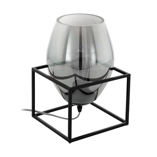 Eglo Olival E27 Modern Black Table Lamp Bedside Study Home Office Desk Lantern 40W - H 30.5cm