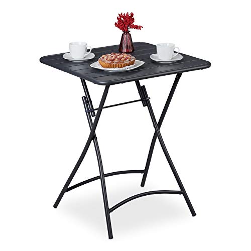 Relaxdays foldable outdoor table, garden patio, square-shaped, 59 x 59 x 74 cm (LxWxH), weatherproof, steel, anthracite