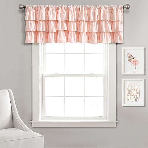 "Lush Decor Belle Valance Vintage Chic Style Single Curtain, 84"" W x 18"" L, Pink"