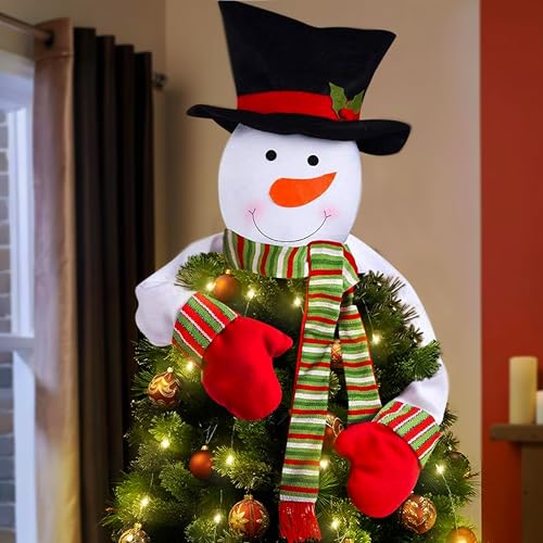 Christmas Tree Topper Snowman Hugger - Xmas/Holiday/Winter Wonderland Party Decoration Ornament Supplies