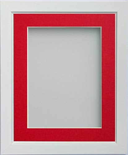 Frame Company Ainsworth Range White A3 Picture Photo Frame with Red Mount for Image A4 * Choice of Sizes* Fitted with Real Glass