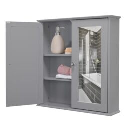 Croydex Ashby Wall Mounted Wooden Bathroom Mirror Cabinet - Grey