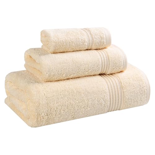 Superior Collection 100% Premium Long-Staple Combed Cotton 3-Piece Towel Set, Canary